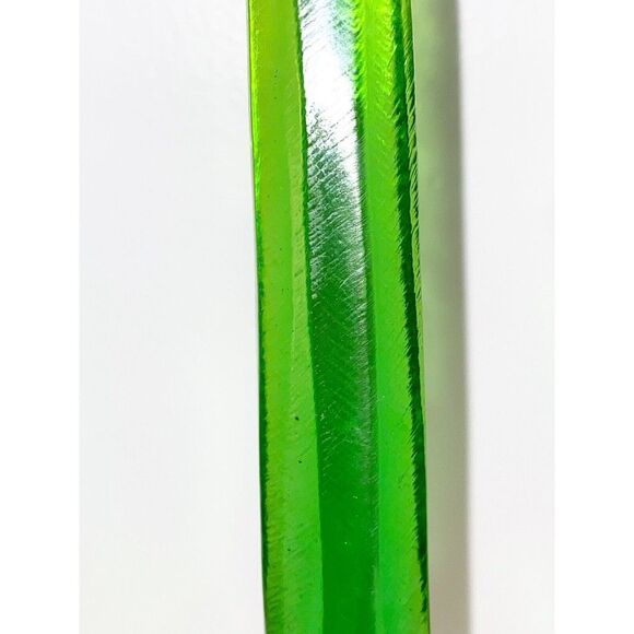 MCM Vintage Green and Yellow Tall Candlestick Holders Brushed Acrylic - Picture 5 of 10